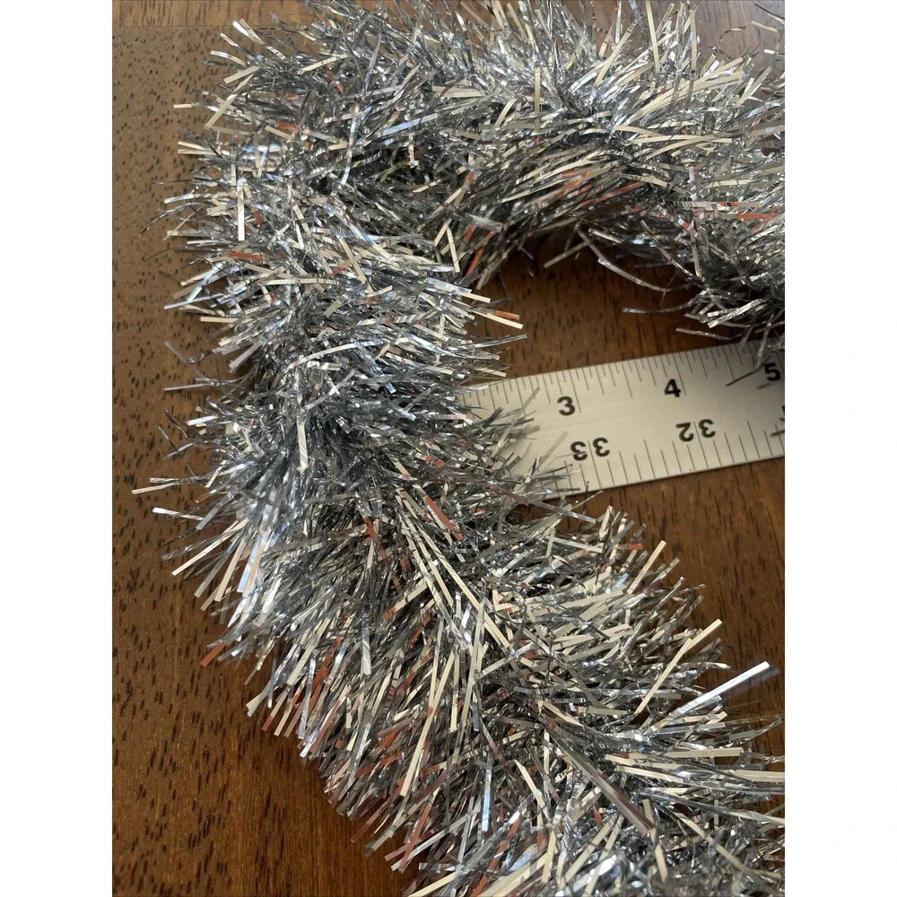 32’ Silver Christmas Tree Tinsel Garland Holiday 2 Strands @ 120” & 270”